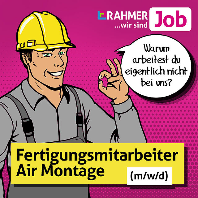 RAHMER Zeitarbeit Job Anzeige Vertigungsmitarbeiter