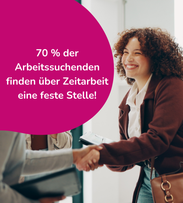 Etwa 70 % der Arbeitssuchenden, die über einen Personaldienstleister starten